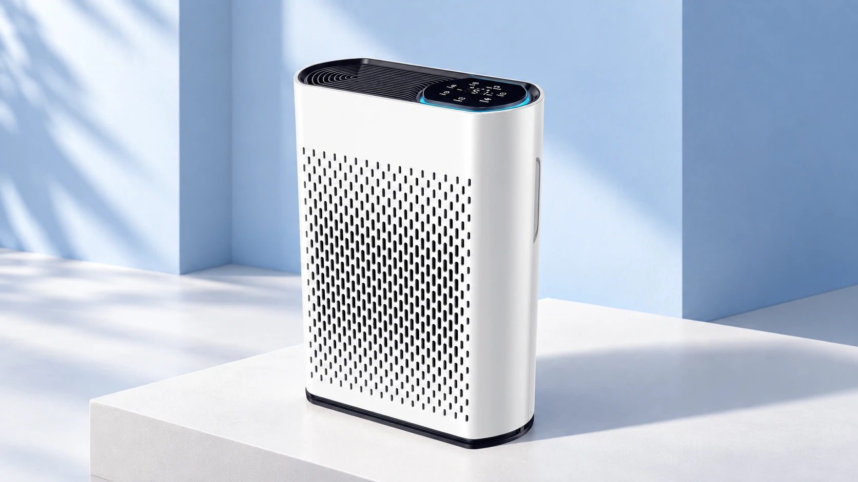 LY-PS3 air purifier in a blue studio scene